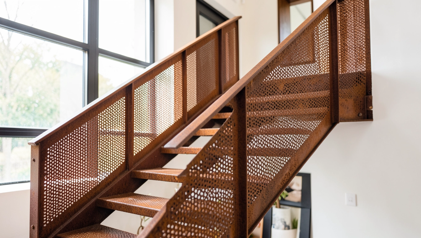 Schody industrialne z ażurową balustradą