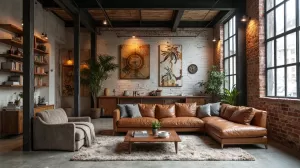 aranżacja salonu w stylu industrialnym