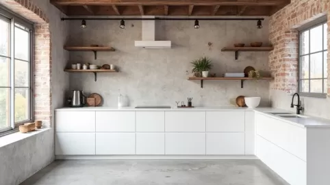 biała kuchnia w stylu industrialnym