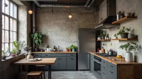 mała kuchnia w stylu industrialnym