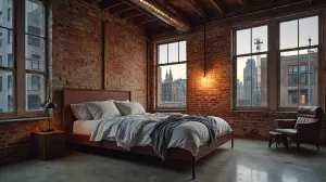 Styl industrialny sypialnia loftowa