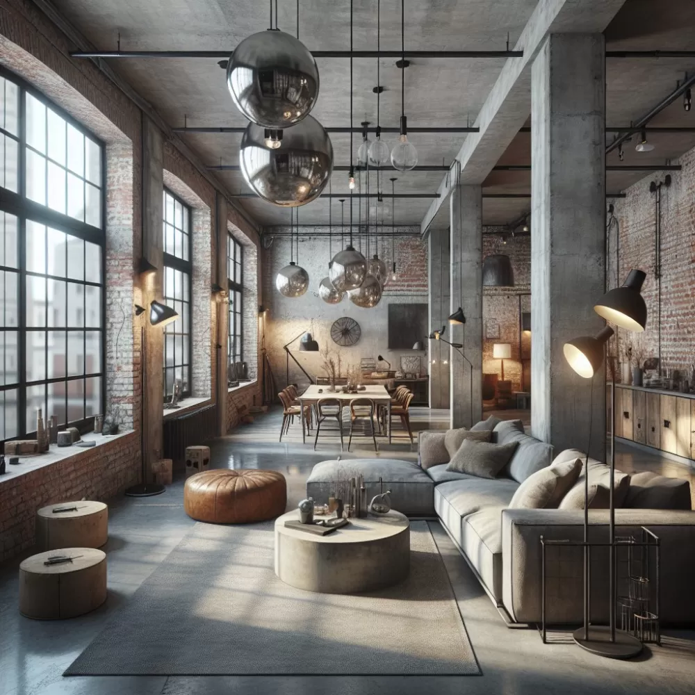 styl industrialny salon loft