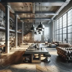 styl industrialny salon w stylu loft