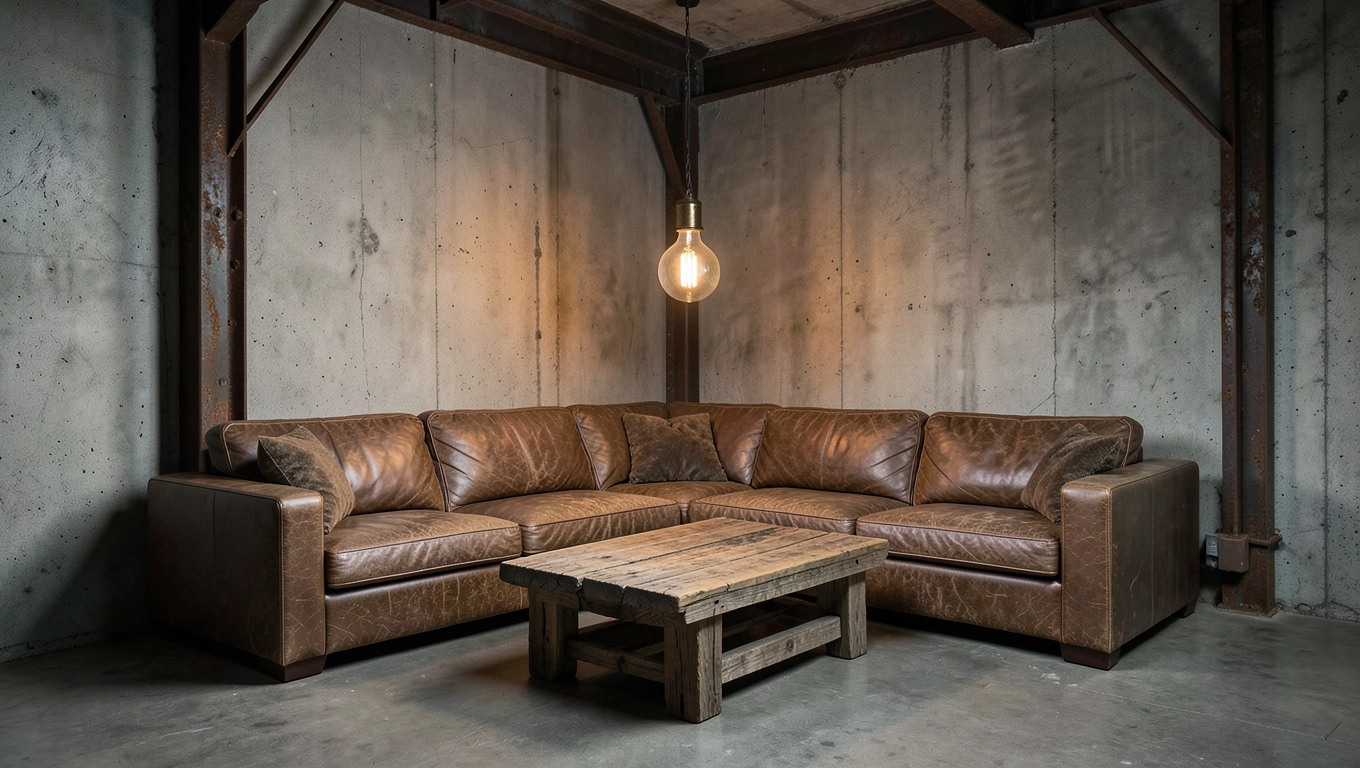 narożnik w stylu industrialnym